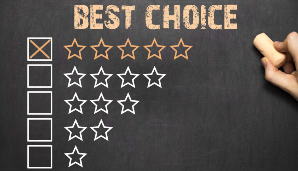 Best Choice five golden stars. Chalkboard