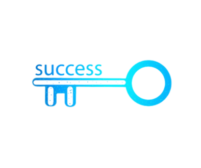 key-with-inscription-success-blue-background
