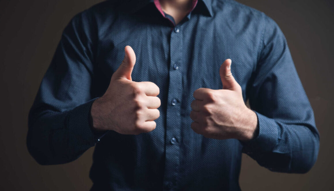 man showing thumb up