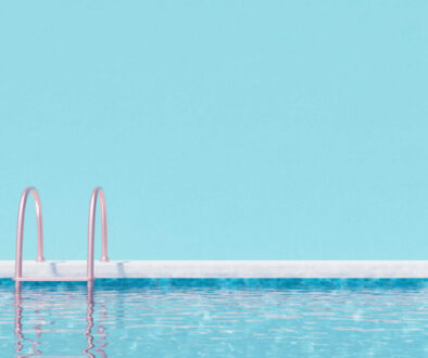Pool with clean water and ladder
