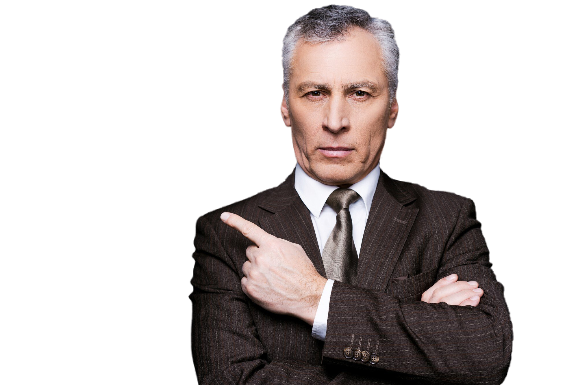 pay-attention-this-portrait-confident-senior-man-formalwear-looking-camera-pointing-away-while-standing-against-blackboard