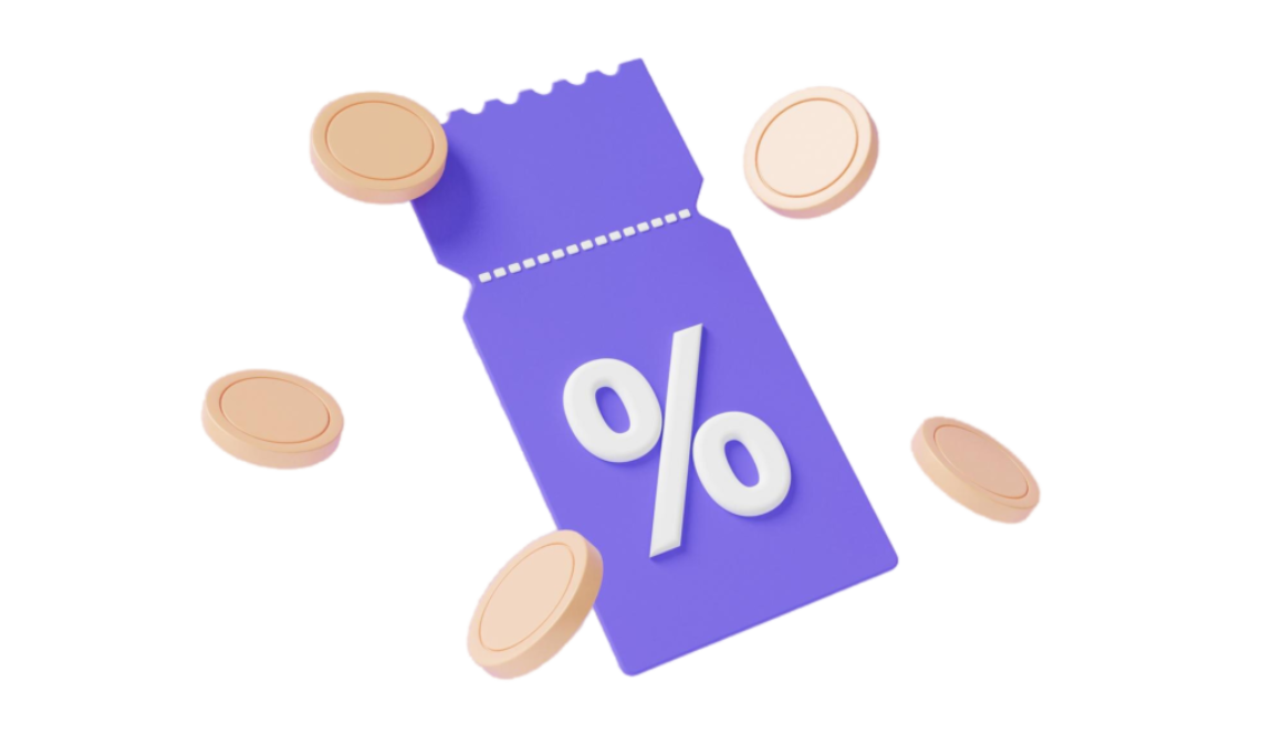 promotion-sale-percentage-discount-coupons-coins-floating-purple-background-marketing-profitable-shopping-online-concept-cashback-purchase-sell-minimal-cartoon-3d-render-illustration
