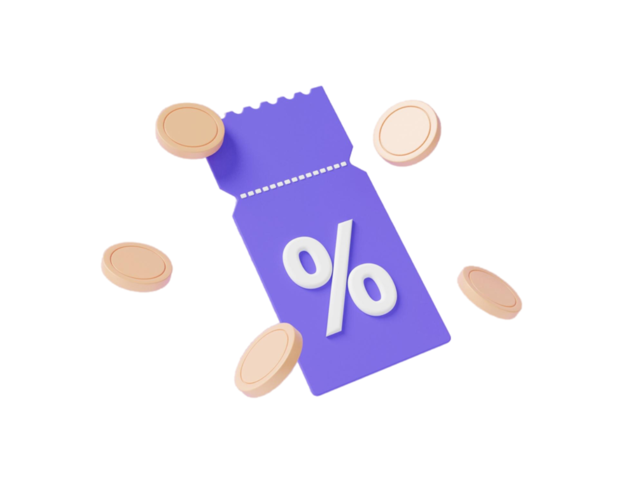 promotion-sale-percentage-discount-coupons-coins-floating-purple-background-marketing-profitable-shopping-online-concept-cashback-purchase-sell-minimal-cartoon-3d-render-illustration